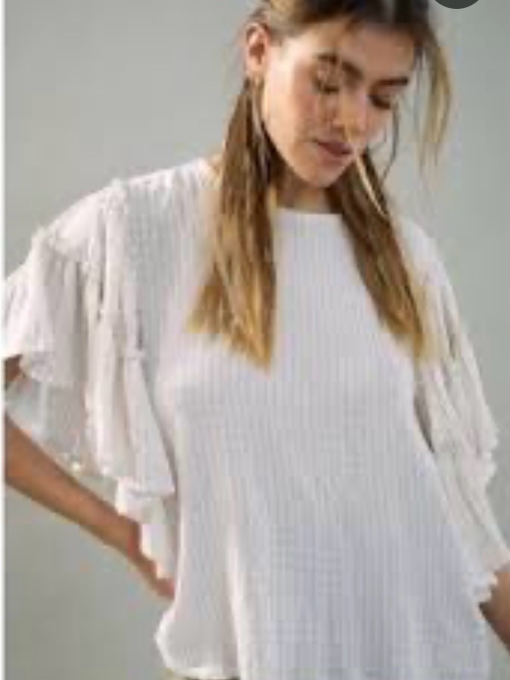 Pilcro White Ruffle Sleeve Blouse